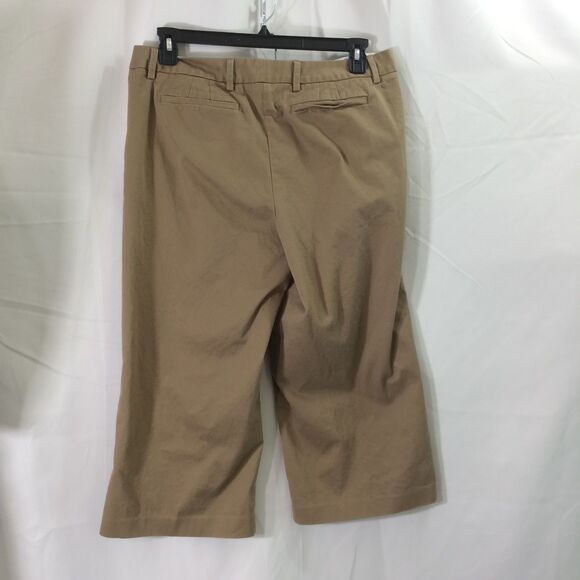 Lands’ End Mid Rise Wide Leg Capri Pants Brown Cropped Size 12 Cotton Spandex - Picture 3 of 4